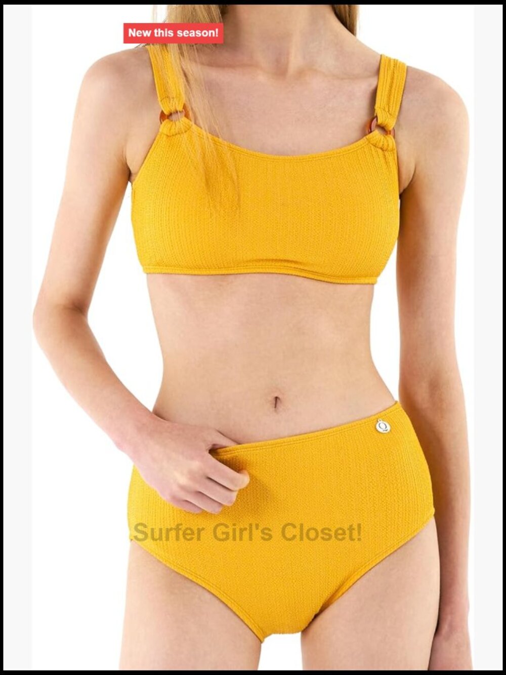 Crinkle Ring Bikini Set Retro Textured Swimwear Tank Top Briefs